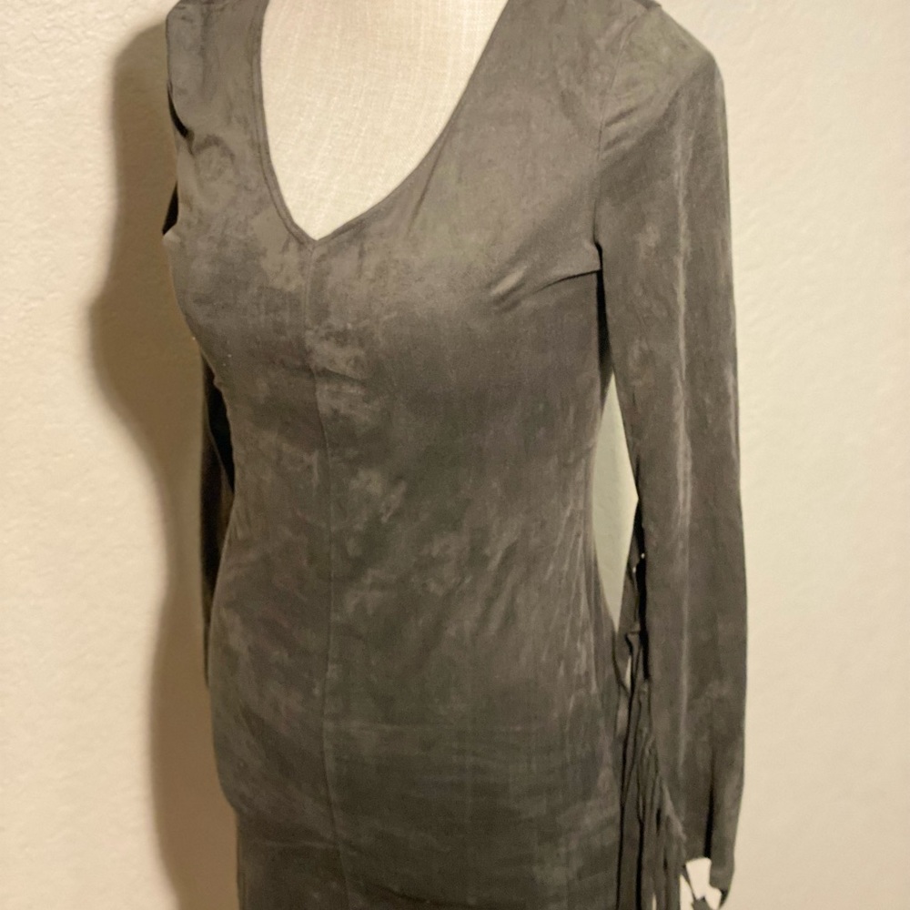 Faux suede fringe dress